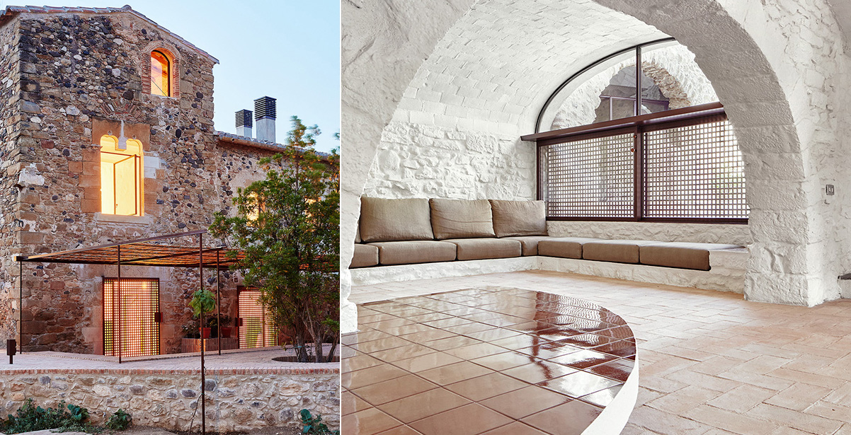 Stone country house with arches inside
