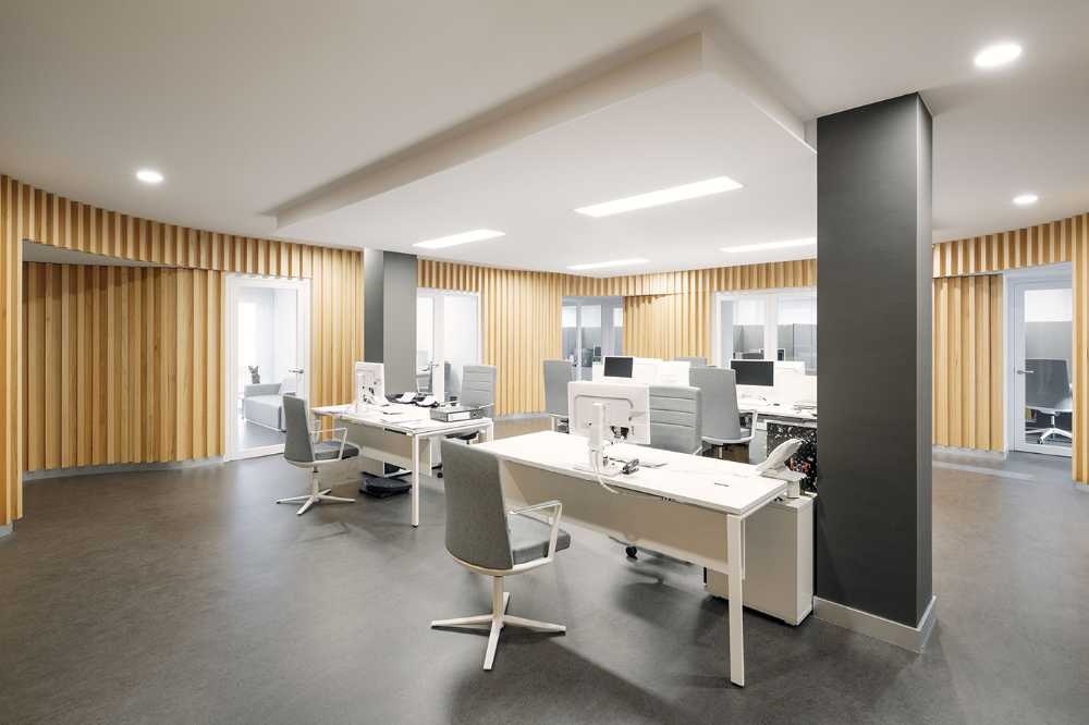Office company with wooden walls